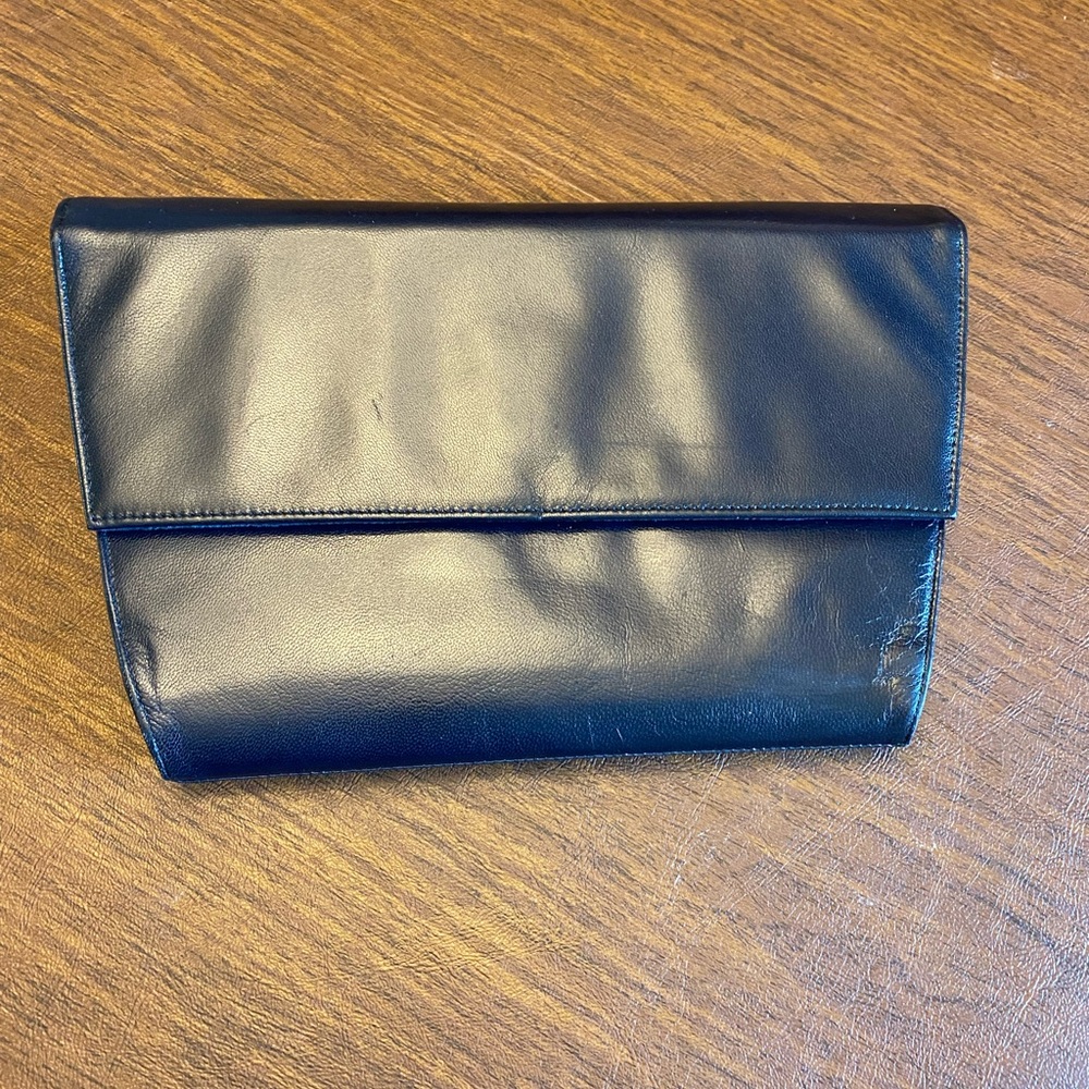 Sleek Black Leather Clutch